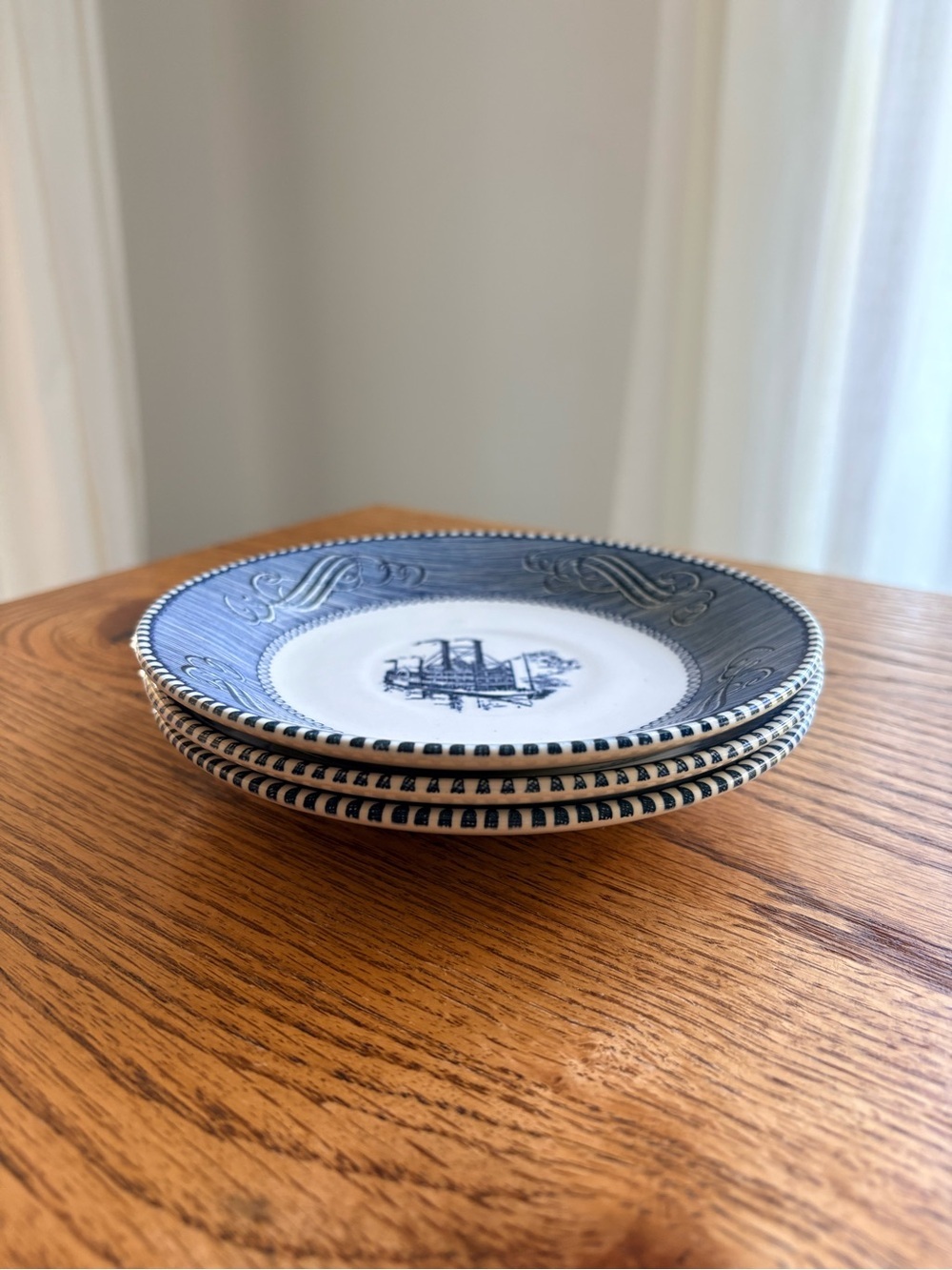 Vintage Currier & Ives “Low Water in the Mississippi"- set of 3 plates- 6 inches - Picture 10 of 10